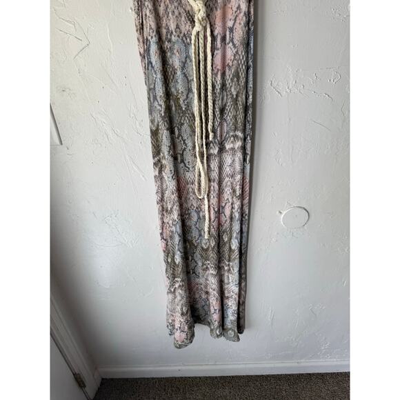 Lovestitch Boho Maxi‎ Dress Small Snake Print Braided Strap Tie Back Rayon Flowy - Picture 4 of 10